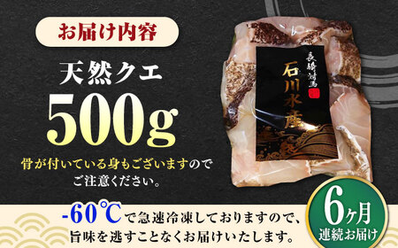 【全6回定期便】【 対馬産 】 天然 クエ 500g （切り身） 鍋 水炊き クエ 天然クエ [WAB019]