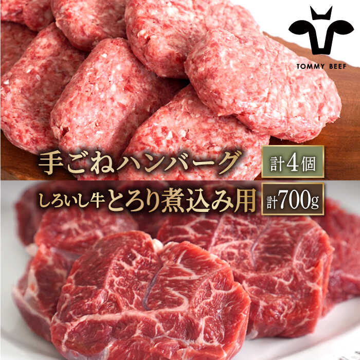 【牧場直送】人気返礼品セット！手ごねハンバーグ 4個＆しろいし牛 とろり煮込み用 700g【有限会社佐賀セントラル牧場】 [IAH114]
