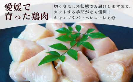 ＜愛媛県産 銘柄鶏 浜千鶏（はまちどり）若鶏むね肉 切り身 4kg（1kg×4）3ヶ月定期便＞ 国産 鶏肉 鳥肉 とり チキン むね肉 ムネ はまちどり 精肉 にく 切身 カット 料理 アレンジ 夕飯