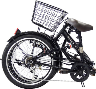 パンクしない折り畳み自転車２０インチ６段変速Ｒサス付　ホワイト