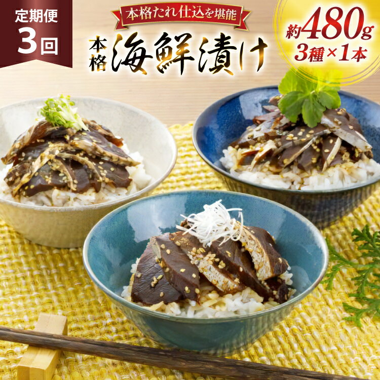 【ふるさと納税】刺身 漬け丼 本格 海鮮漬け セット 160g 3本 3回 定期便 総計1.4kg 詰め合わせ 食べ比べ [よかろ物産 長崎県 平戸市 hr42bgy420107] さしみ 漬け 冷凍 ご飯のお供 魚介 長崎 ぶり あじ たい 海鮮丼 お茶漬け