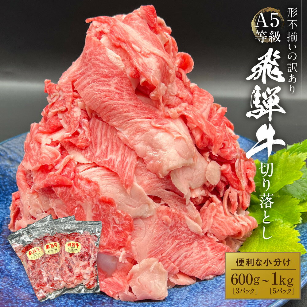 【ふるさと納税】【形不揃い訳あり】A5等級飛騨牛 こま切れ 切り落とし600g（200g×3パック）～ 1kg（200g×5パック）| 内容量が選べる 便利なこま肉 肉じゃが 肉料理 ブランド牛 不揃い 人気 国産 お取り寄せ グルメ おすすめ 飛騨高山 岩ト屋 HF001MP