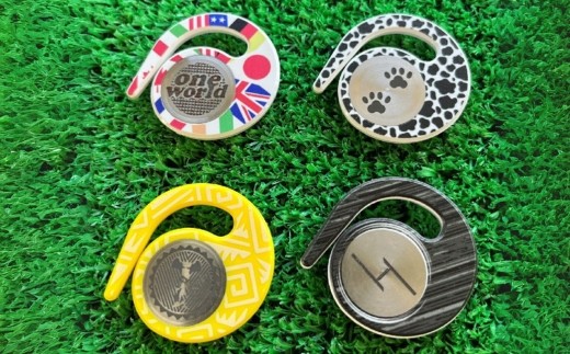 
ゴルフマーカー(ハングマーカー)　４つセット　ダルメシアン　フライングボール　ニーケーイエロー　ワンワールド　ゴルフマーカー ゴルフ 父の日 母の日 ギフト プレゼント 実用的 ゴルフ好き 小物 コンペ 賞品 景品 祝い Present Gift
