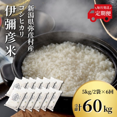 【毎月定期便】特別栽培米コシヒカリ「伊彌彦米」(精米)10kg(5kg×2袋)全6回【4077174】