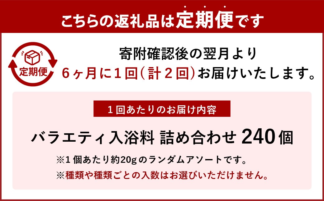 【 6ヶ月毎2回定期便 】 バラエティ入浴料 詰め合わせ 日本製 【 240個 】