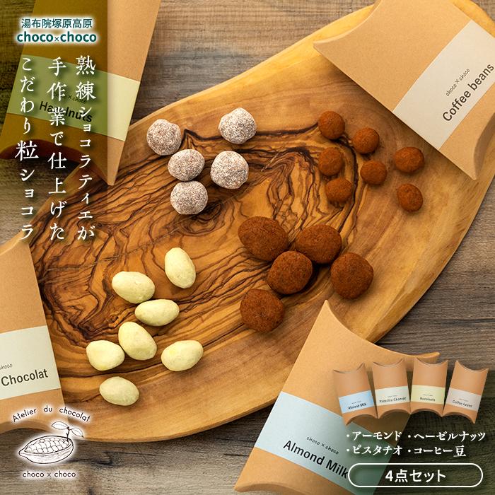 【ふるさと納税】熟練ショコラティエが手作業で仕上げた粒ショコラ 4点セット（小）【湯布院塚原高原 / choco × choco】 | チョコレート チョコ ピスタチオ コーヒービーンズ ナッツ 由布院 湯布院 スイーツ お菓子 お取り寄せ 人気 送料無料 おすすめ