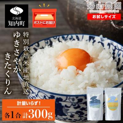 ふるさと納税 知内町 食べ比べ きたくりん ゆきさやか 米 各 一合 150g 計2袋 国産 北海道産