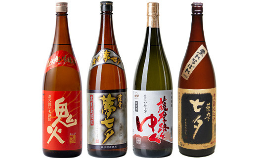 鹿児島焼酎「七夕」「鬼火」「夢七夕」「薩摩路をゆく」飲み比べセット(合計4本)！国産 九州産 鹿児島 酒 焼酎 芋焼酎 焼き芋 飲み比べ セット【吉村酒店】【C-152H】