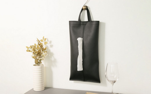 掛けられるPVCレザーティッシュケース「KETY」2個セット（ホワイト）