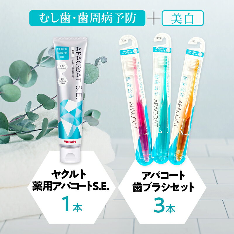 【ふるさと納税】 歯磨き セット 歯磨き粉 1本 歯ブラシ 3本 薬用 ヤクルト アパコート 歯ブラシ 歯磨き粉 歯みがき粉 歯みがき子 はみがき粉 化粧品 日用品 食べ物以外 生活用品 ホワイトニング デンタルケア 口臭予防 虫歯 予防 はみがき 歯 健康 必需品 神奈川 湘南 藤沢