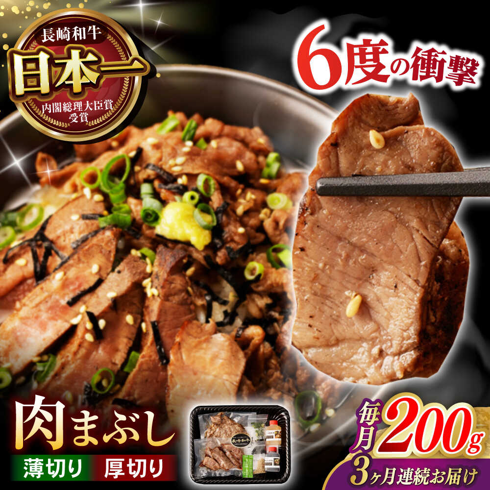【ふるさと納税】【3回定期便】 【六段階の至福体験！】長崎和牛 A5 肉まぶし 100g(50g×2)×2セット / 国産 牛肉 和牛 牛まぶし ひつまぶし / 諫早市 / 野中精肉店[AHCW118]