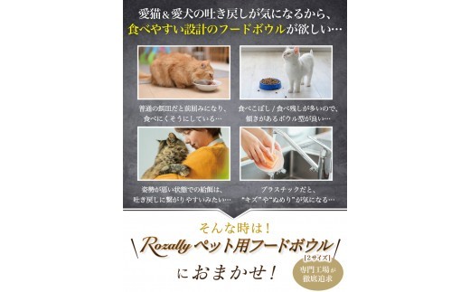【獣医師が監修】 猫 犬 食器 フードボウル 吐き戻し防止 フードボウル小 ブラック 【フードボウル 猫 犬 吐き戻し防止 傾斜 食器 ペット セラミック Rozally 健康】