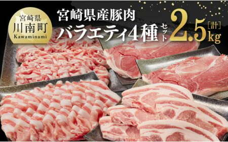 宮崎県産豚肉 バラエティ4種 2.5kg【 肉 豚 豚肉 国産 豚肉 九州産 豚肉 宮崎県産 豚肉 豚肉セット ロース バラ 豚肉切り落し 豚スライス セット 豚４種 豚しゃぶ 豚かつ 豚バラ 2500g 豚 送料無料 豚肉 】