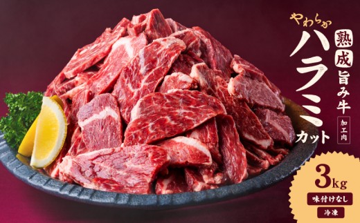 熟成旨み牛やわらかハラミカット 3kg インジェクション加工 牛ハラミ はらみ 肉 小分け200g 個包装 冷凍 焼肉 焼き肉 BBQ バーベキュー ステーキ 丼物 簡単調理 味付けなし 家庭用 業務用 人気 お取り寄せ 愛媛県 松山市