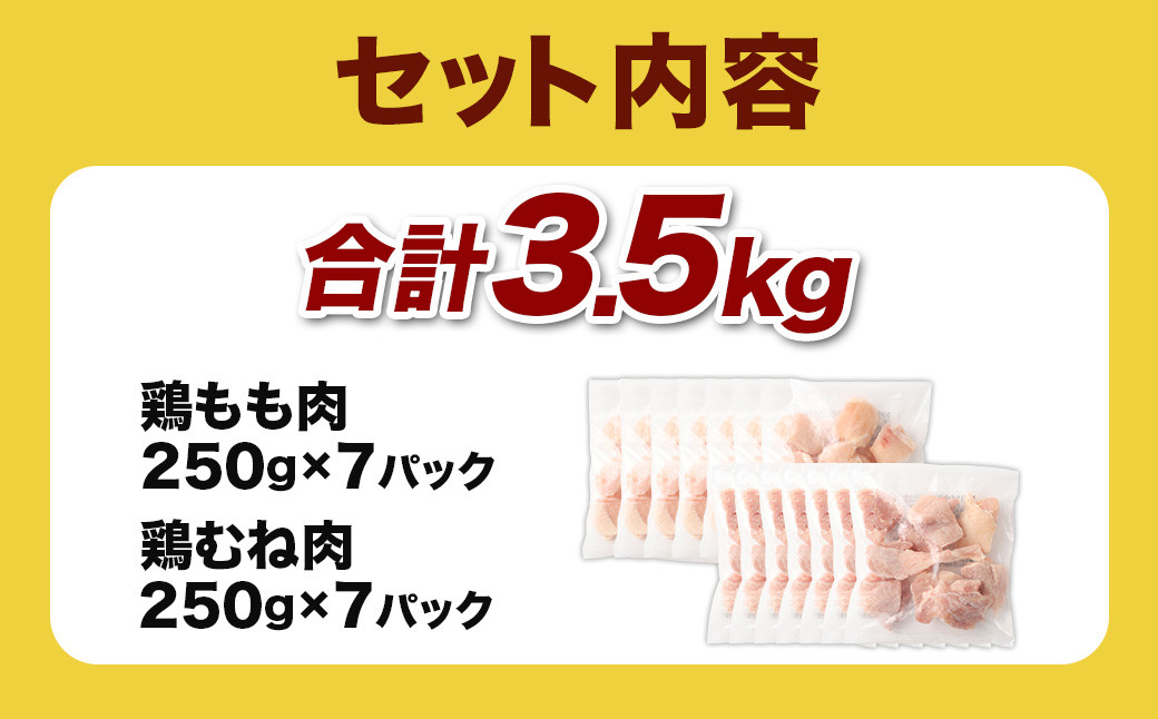 鶏もも・むねセット 各250g×7パック 計3.5kg