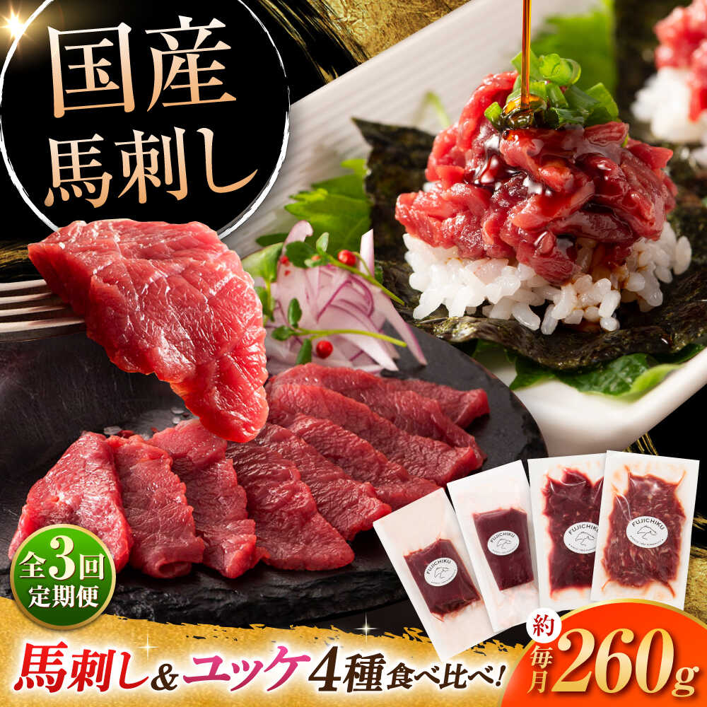 【ふるさと納税】【全3回定期便】【本場・熊本特産】馬刺し4種の食べ比べ 3890 / 熊本県 菊陽町 肉 にく 新鮮 お祝 ギフト 贅沢 誕生日 ご褒美 厳選 馬 うま ばさし 【株式会社フジチク】[BHAD063]