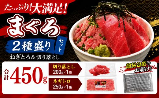 【定期便12回】天然マグロ づくし丼 2種盛り 合計450kg | ネギトロ 250g 切り落とし 200g セット まぐろ 鮪 マグロたたき 海鮮 海鮮丼 小分け 冷凍 最短7日以内発送 清幸丸水産