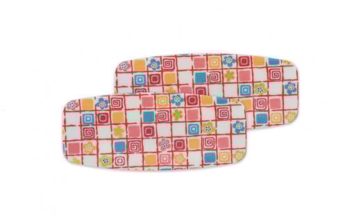 タツクラフト 友禅和紙おしぼりトレー 2枚セット 梅桜 格子