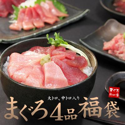 ふるさと納税 いわき市 まぐろ4品福袋　本マグロの大トロ・中トロ・天然マグロのづけ&amp;ネギトロ【総重量560g】