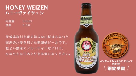 常陸野ネストビール 桜川市限定 ハニーヴァイツェン 8本 セット ビール クラフトビール ネストビール 木内酒造 はちみつ 限定 [CJ009sa]