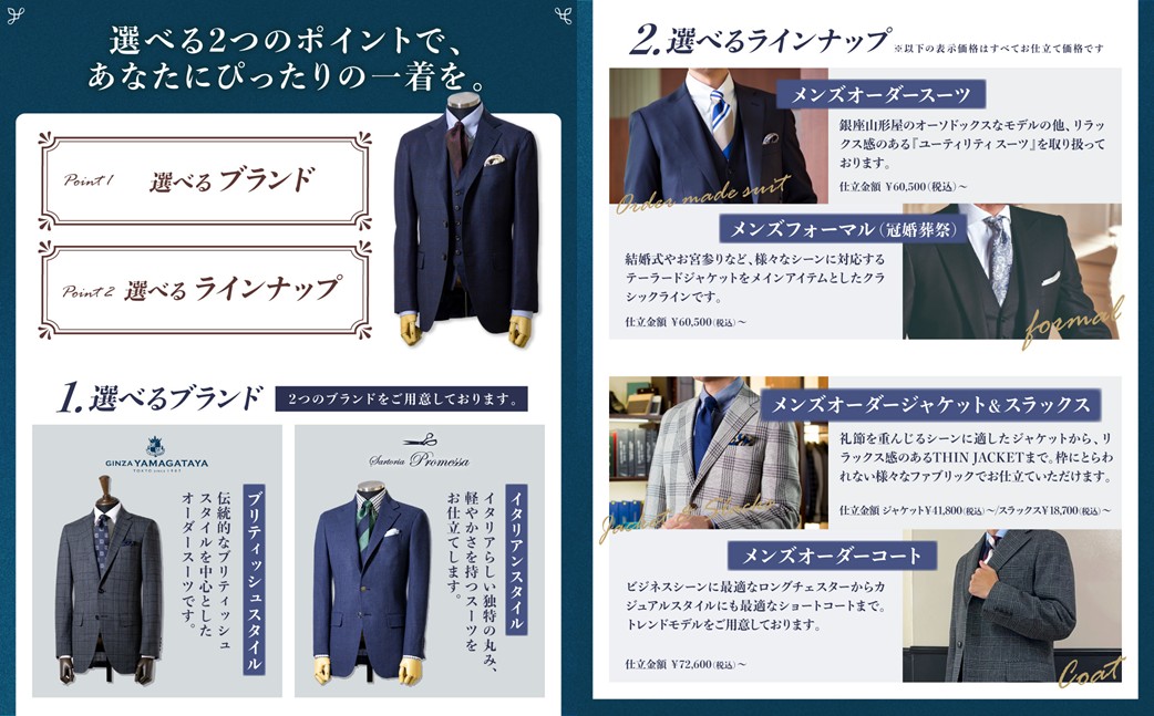 【Q1-001】銀座山形屋 メンズオーダー仕立券（240,000円分）