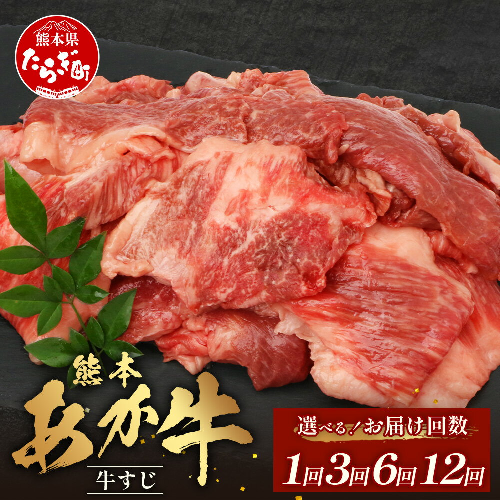 【ふるさと納税】《配送回数が選べる》熊本あか牛 スジ肉 1kg 1回 ・ 3回 ・ 6回・12回 牛スジ くまもとあか牛 熊本 熊本県産 あか牛 国産牛 牛 牛肉 肉 和牛 お肉 すじ 牛スジ 牛すじ 定期 牛筋 煮込み カレー おでん 送料無料 GI認証取得 冷凍 国産 041-0147