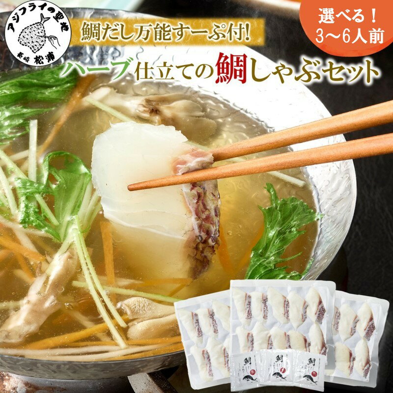 【ふるさと納税】鯛だし万能すーぷ付！ハーブ仕立ての鯛しゃぶセット工場直送 たっぷり3人前 たっぷり6人前 鍋 なべ しゃぶしゃぶ 鯛 たい タイ 鯛しゃぶ お鍋 魚 魚介類 海産物 松浦市 海の幸 マダイ 真鯛