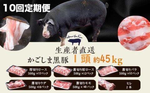 MS-601 【10回定期便】かごしま黒豚1頭まるごと 約45kg 生産者直送 薩摩八重ファーム 工房みかく亭