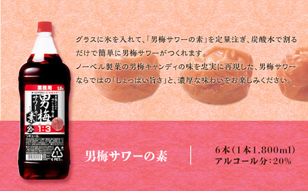 サッポロ 男梅サワー の素 6本（1本1,800ml） 男梅 サワー 梅味 お酒 原液 家飲み 宅飲み 晩酌 割りもの しょっぱい旨さ 濃厚な味わい 