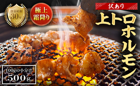 【訳あり】 極上霜降り 上トロホルモン 500g 秘伝のタレ付き ホルモン
