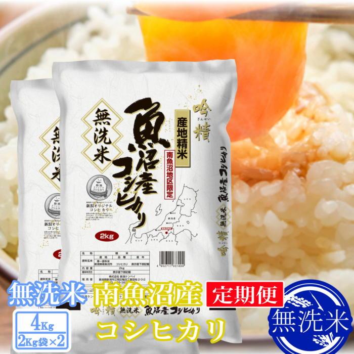【ふるさと納税】【令和7年産】【定期便4kg×6ヶ月】●吟精 無洗米●南魚沼産コシヒカリ | お米 こめ 白米 コシヒカリ 食品 人気 おすすめ 送料無料 魚沼 南魚沼 南魚沼市 新潟県産 新潟県