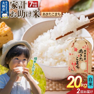 ふるさと納税 大仙市 定期便2ヶ月 白米 家計お助け米 あきたこまち 20kg  R8年|22_kml-062002