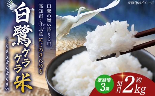 【3回定期便】 R8年度産 特別栽培米 農薬節減！ 白鷺ケラケラ米 にじのきらめき 各約2kg 合計約6kg / 高知 米 お米 精米 　【津ノ宮農園】[ATBV004]