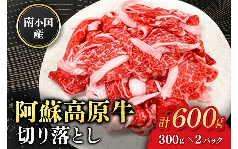 南小国産 阿蘇高原牛 切り落とし 600g 贅沢 牛 牛肉 国産牛 薄切り すき焼き しゃぶしゃぶ 焼肉 熊本県産 国産 贈答用 ギフト ハマダ 熊本 阿蘇 南小国町 送料無料