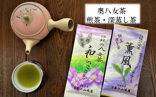 
【A-01】奥八女茶　特撰上煎茶、特上深蒸し茶詰合せ
