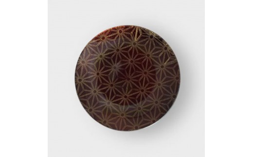 丸小皿 麻の葉 赤溜梨地