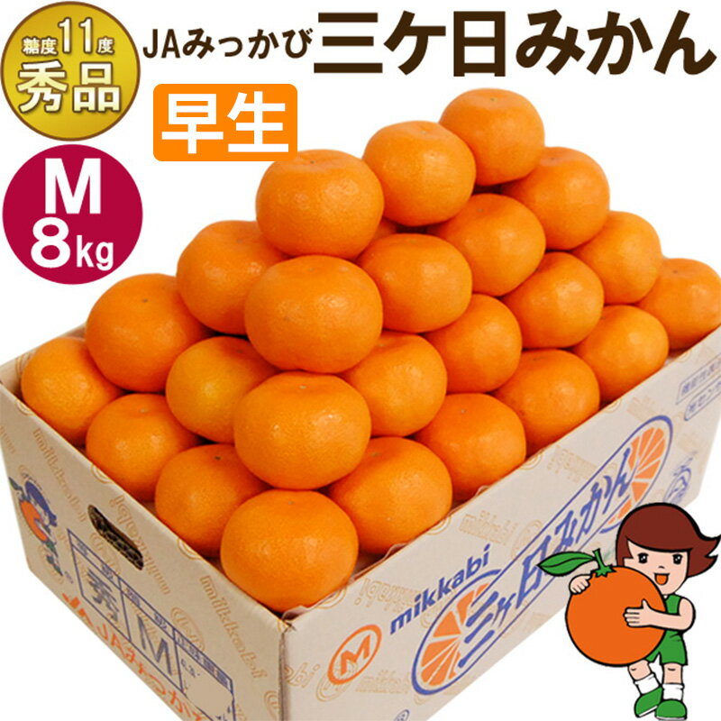 【ふるさと納税】果物 三ケ日みかん 8kg 72個前後 早生 【秀品】 Mサイズ くだもの フルーツ 甘い 柑橘類 JAみっかび 光センサー 糖度11度以上 機能性表示食品 静岡県 浜松市　お届け：2026年11月中旬～2026年12月中旬