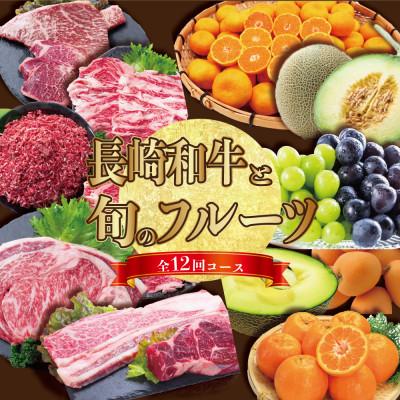ふるさと納税 南島原市 【発送月固定定期便】長崎和牛と旬のフルーツが楽しめる バラエティ定期便 ステーキ メロンなど全12回