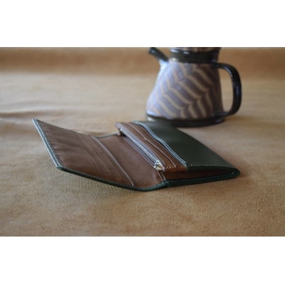 本革長財布　グリーン　高級イタリアンレザー使用【1273676】