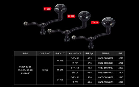 LIVRE リブレ ユニオン52-58 EP 37Bノブ シマノS2用(オールブラック)  / 釣り具 釣り用品 釣り アウトドア 亀山市 / 有限会社メガテック[AMBB252-3]