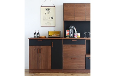 TMモデロ 90カウンター BR_BK 【食器棚  食器 ダイニングボード 家具 国産 家電収納庫 ダイニング】(H060457)