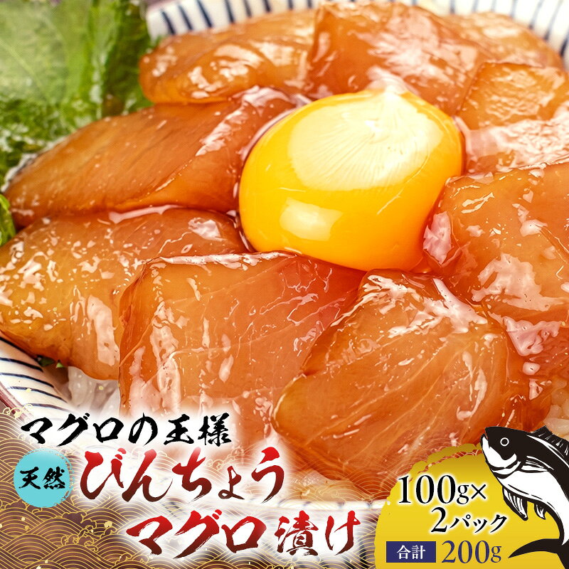 【ふるさと納税】鮪 天然まぐろ漬け 200g 100g×2パック びんちょうまぐろ マグロ びん長鮪 流水解凍 海鮮丼 まぐろ処一条 福島県郡山市