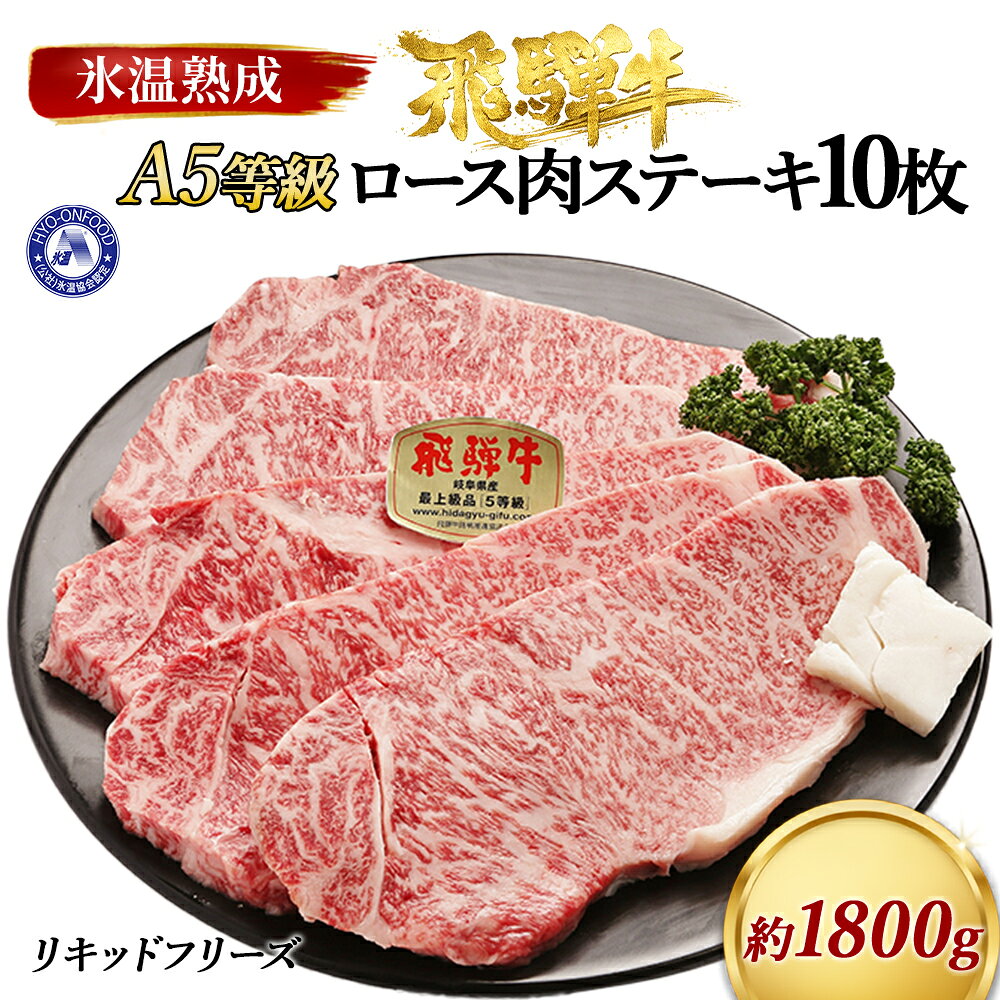 【ふるさと納税】ロース肉ステーキ 10枚（約1800g）　氷温(R)熟成　飛騨牛A5等級 リキッドフリーズ [No.539] ／ 牛肉 ブランド牛 ステーキ 送料無料 岐阜県 特産