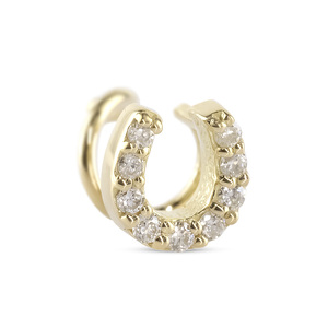 18金 ピアス 片耳 レディース 馬蹄 ダイヤモンド イエローゴールドK18 18k ゴールド つけっぱなし 簡単装着 キャッチのいらないピアス キャッチナッシャー ホースシュー 250612201d