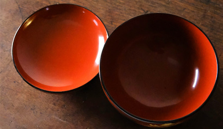 【伝統工芸品】【秀衡塗】秀衡塗 秀衡大椀（柏紋）蓋付 5個組 【ocy915-kas-l-5】