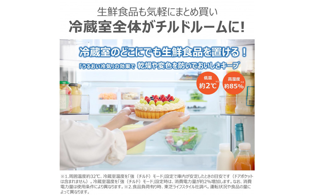 東芝　冷蔵庫【標準設置費込み】　643L　6ドア　両開き　冷凍冷蔵庫　GR-Y640XFS(TW)