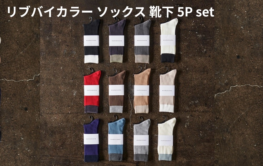 
            リブバイカラー ソックス 靴下 5P set【サイズ選択可】HARUSAKU ハルサク リブ バイカラー カジュアル シンプル ソックス 通勤 通学 スタイル プチプラ 組み合わせ セット かわいい  奈良県 奈良市 なら
          