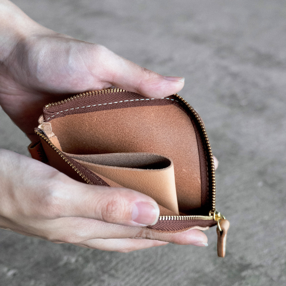 【全6色】栃木レザーのL字ファスナーミニ財布 コンパクトな財布/Lzip wallet small 02/タン/minca　303
