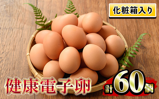 化粧箱入り！健康電子卵 赤卵 Lサイズ 60個（10個×6パック）（うち、割れ保証分10個）国産 鹿児島県産 鶏卵 1パック10個入りで使い勝手がいい！【A-1634H】
