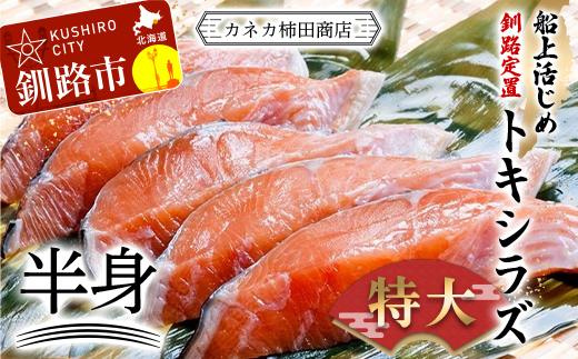 船上活じめ 釧路 定置 トキシラズ の 半身 ふるさと納税 鮭 サケ 魚 _F4F-8389